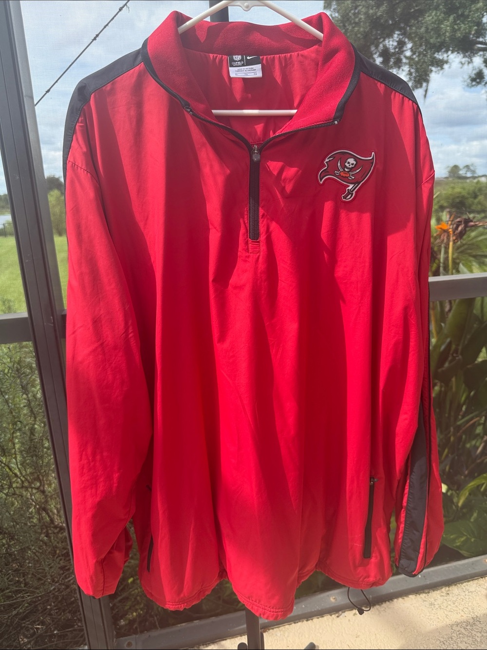 NFL Red Windbreaker with Black Trim and Team Logo